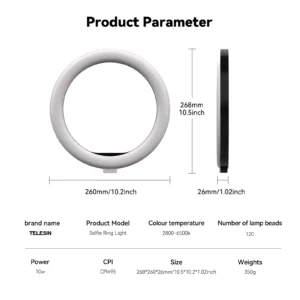 TELESIN Selfie Ring Light - slika 5